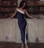 Lace Satin Maxi Dress - Image 2