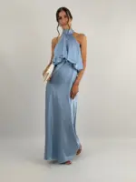 Satin Halter Maxi Dress