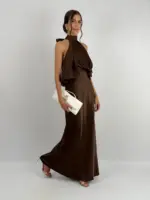 Satin Halter Maxi Dress - Image 3