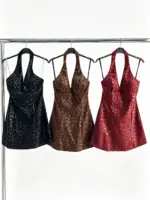 Leopard Halter Mini Dress - Image 3