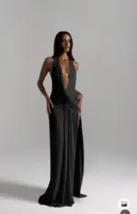 Draped Halter Maxi Dress