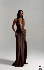 Draped Halter Maxi Dress - Image 3