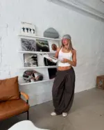 Draped Wide-Leg Trousers