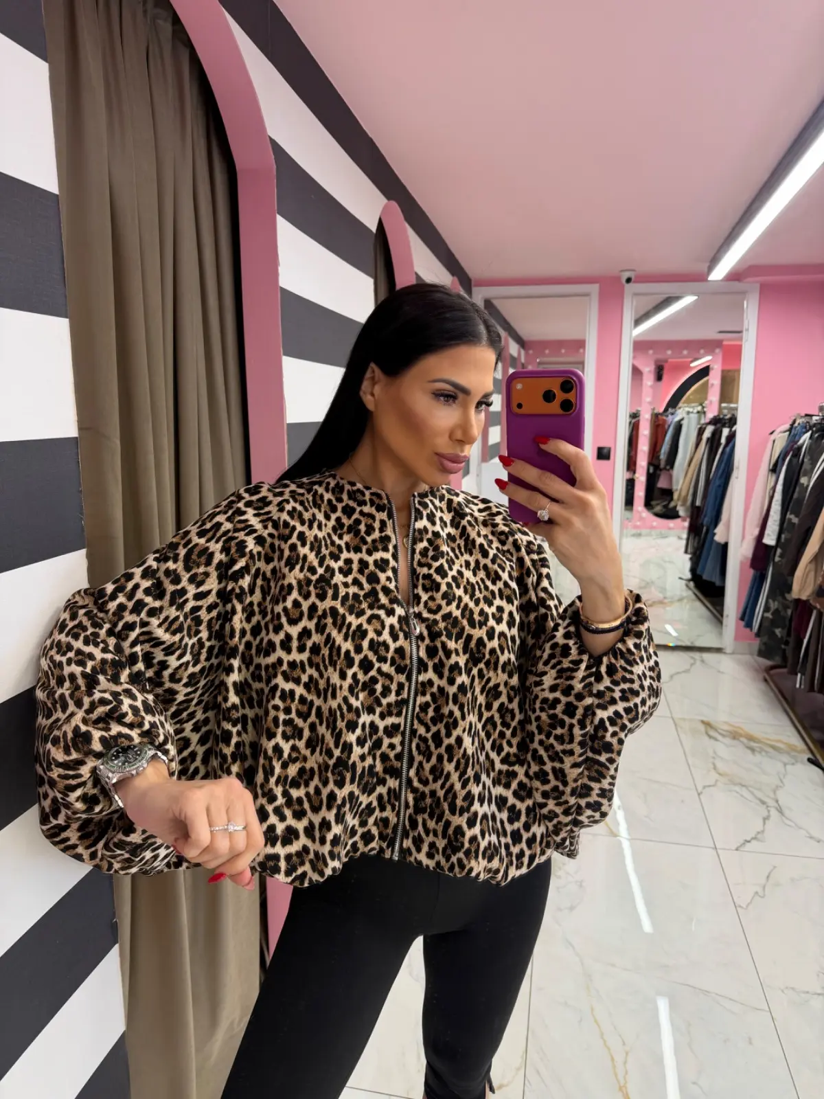 img_6ac4b2fa055519.05651894 Zebra Print Bomber Jacket - Image 1