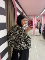 Zebra Print Bomber Jacket - Image 6