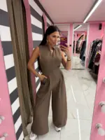 Tie-Back Wide Leg Jumpsuit - Image 5