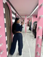 Taupe Wide-Leg Joggers - Image 2