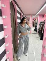 Taupe Wide-Leg Joggers - Image 5