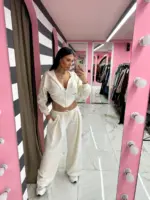 Taupe Wide-Leg Joggers - Image 9